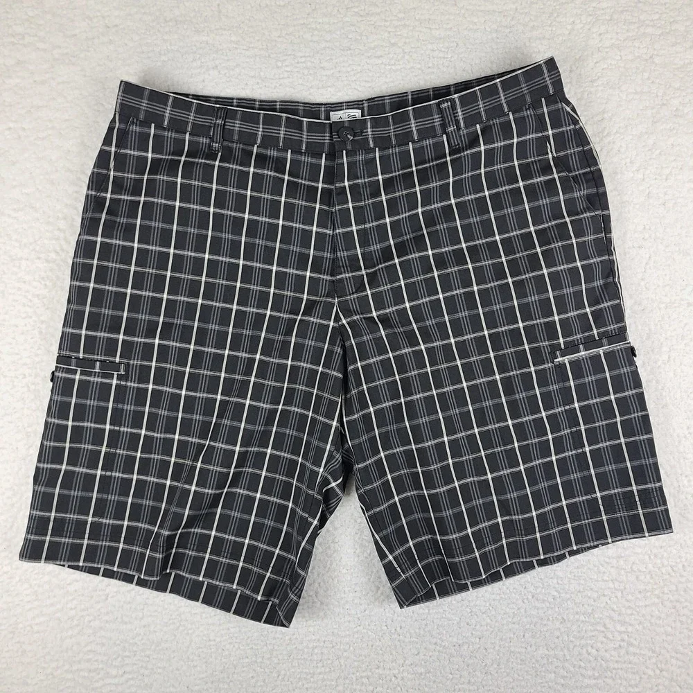 Adidas Shorts Mens 40 Black Gray Plaid 11